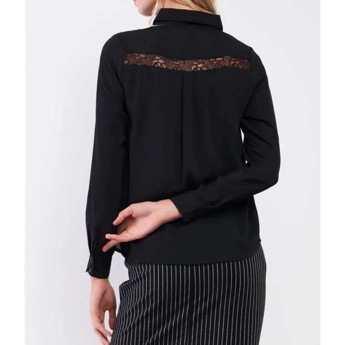 Black Lace Trim Blouse