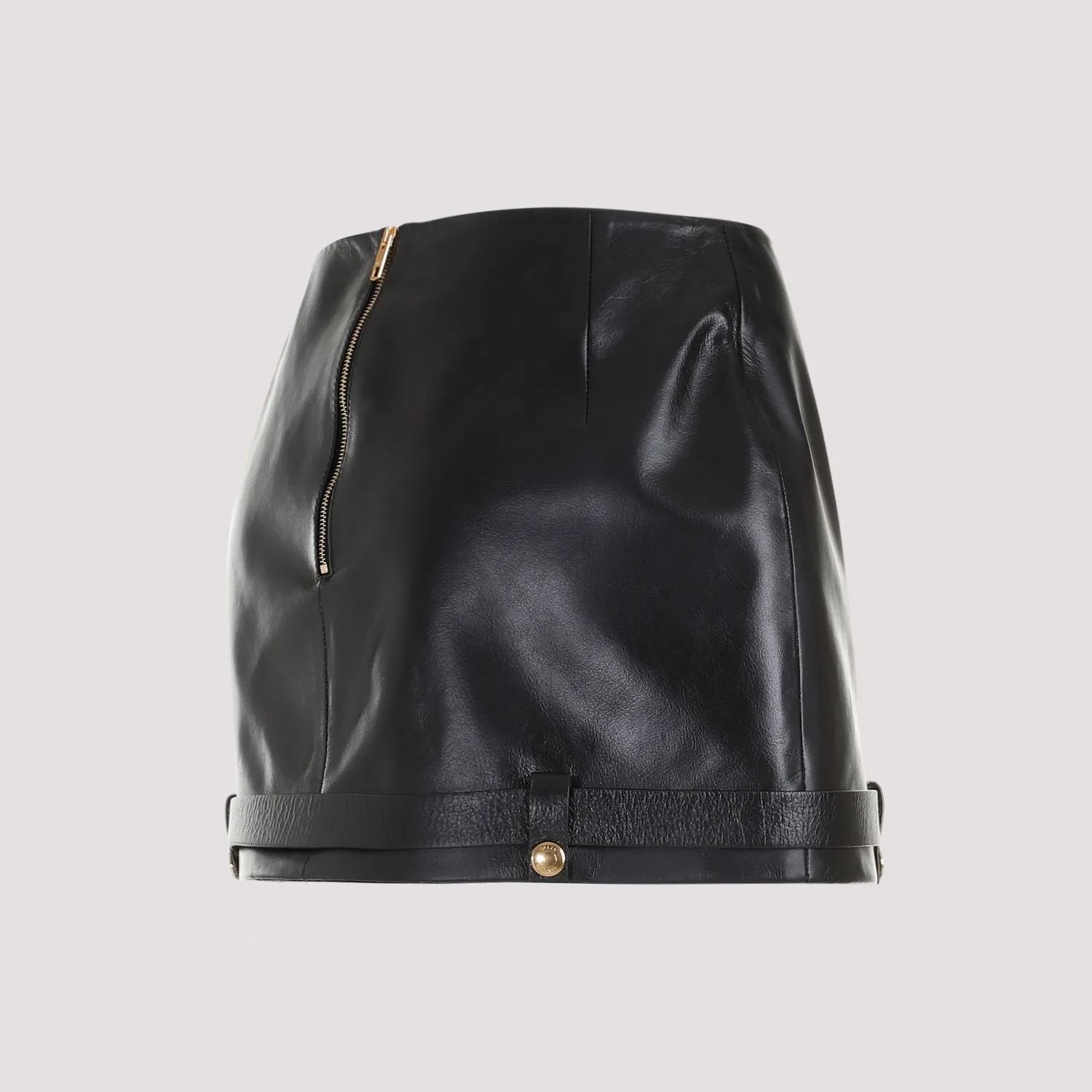 Black Leather Skirt for Women - BALLY FW23 Collection