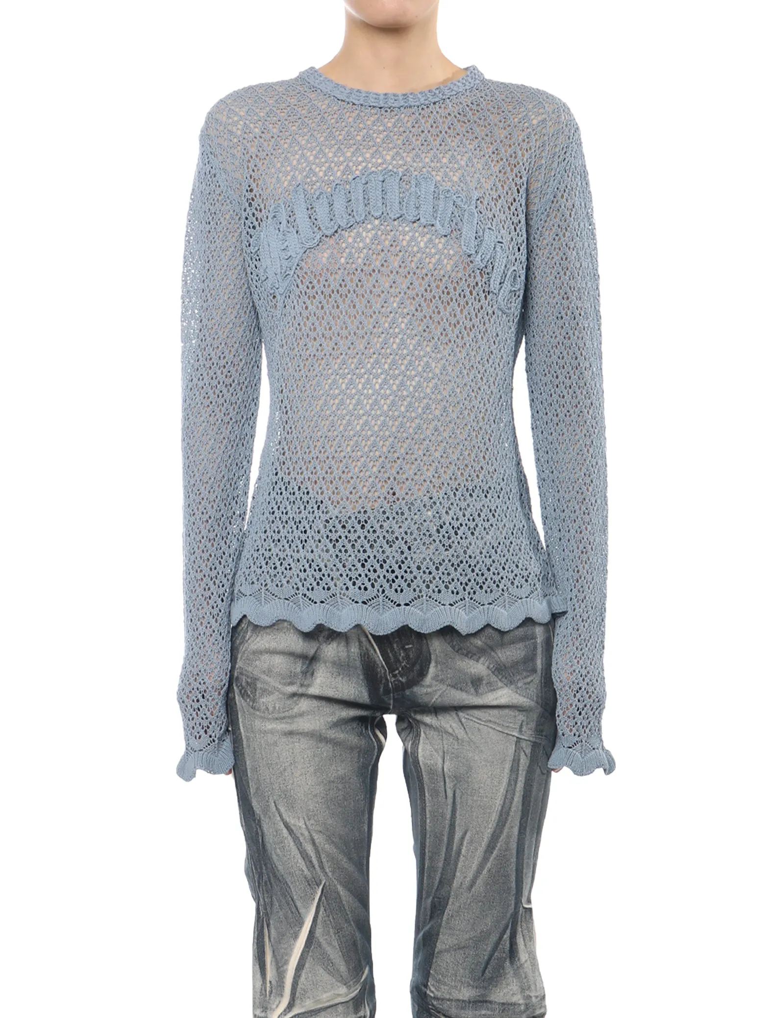 Blumarine Blue Open Knit Top