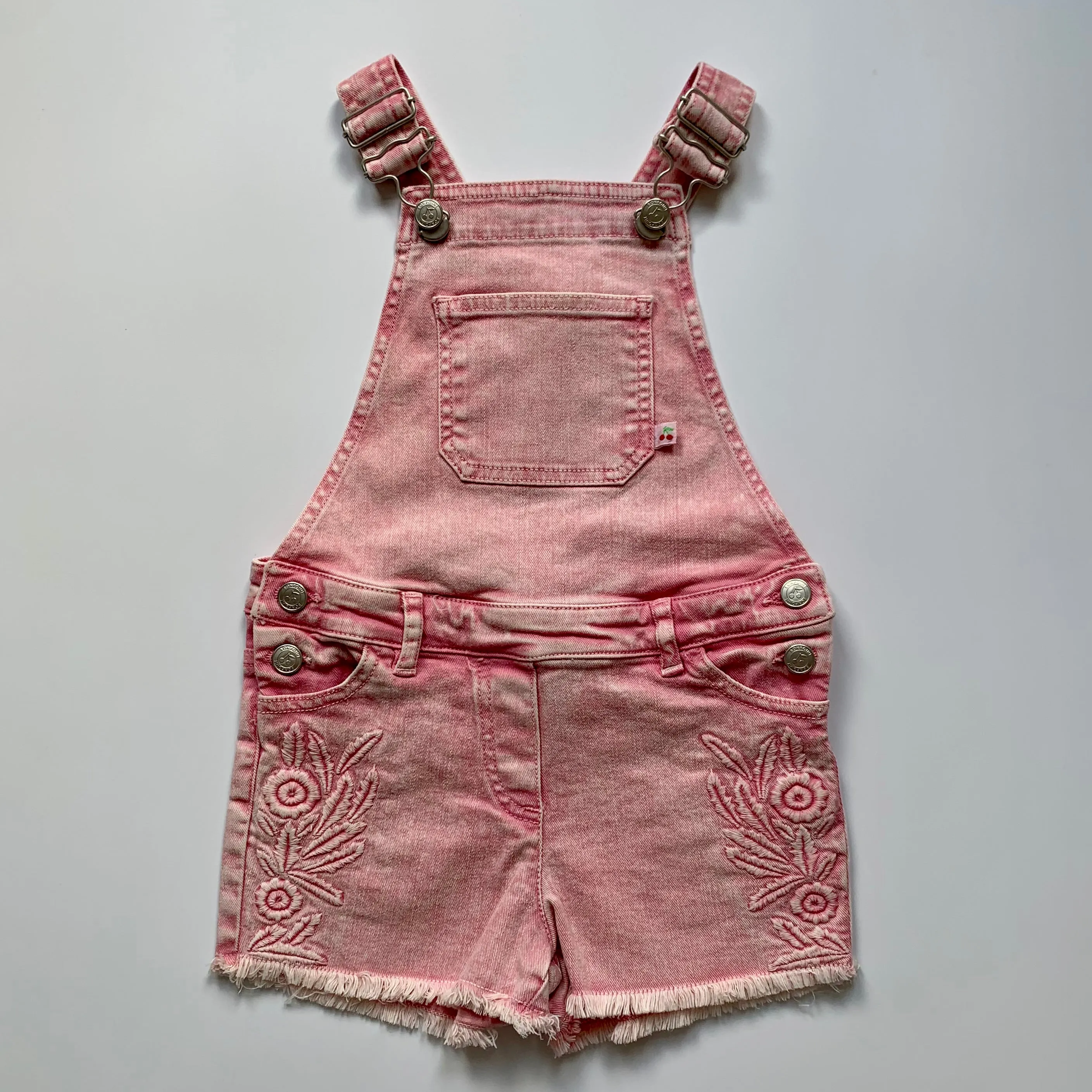 Bonpoint Faded Pink Denim Shorts Overalls: 4 Years