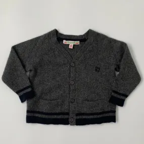 Bonpoint Grey Cashmere Cardigan With Navy Trim: 12 Months