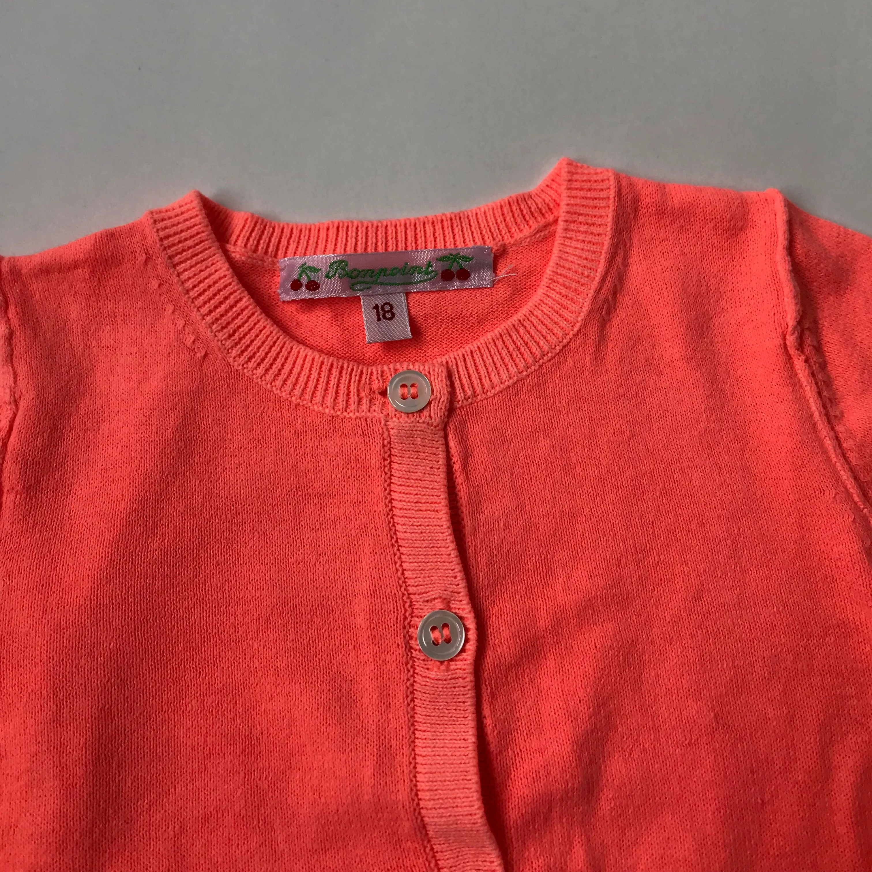 Bonpoint Neon Orange Cotton Cardigan: 18 Months