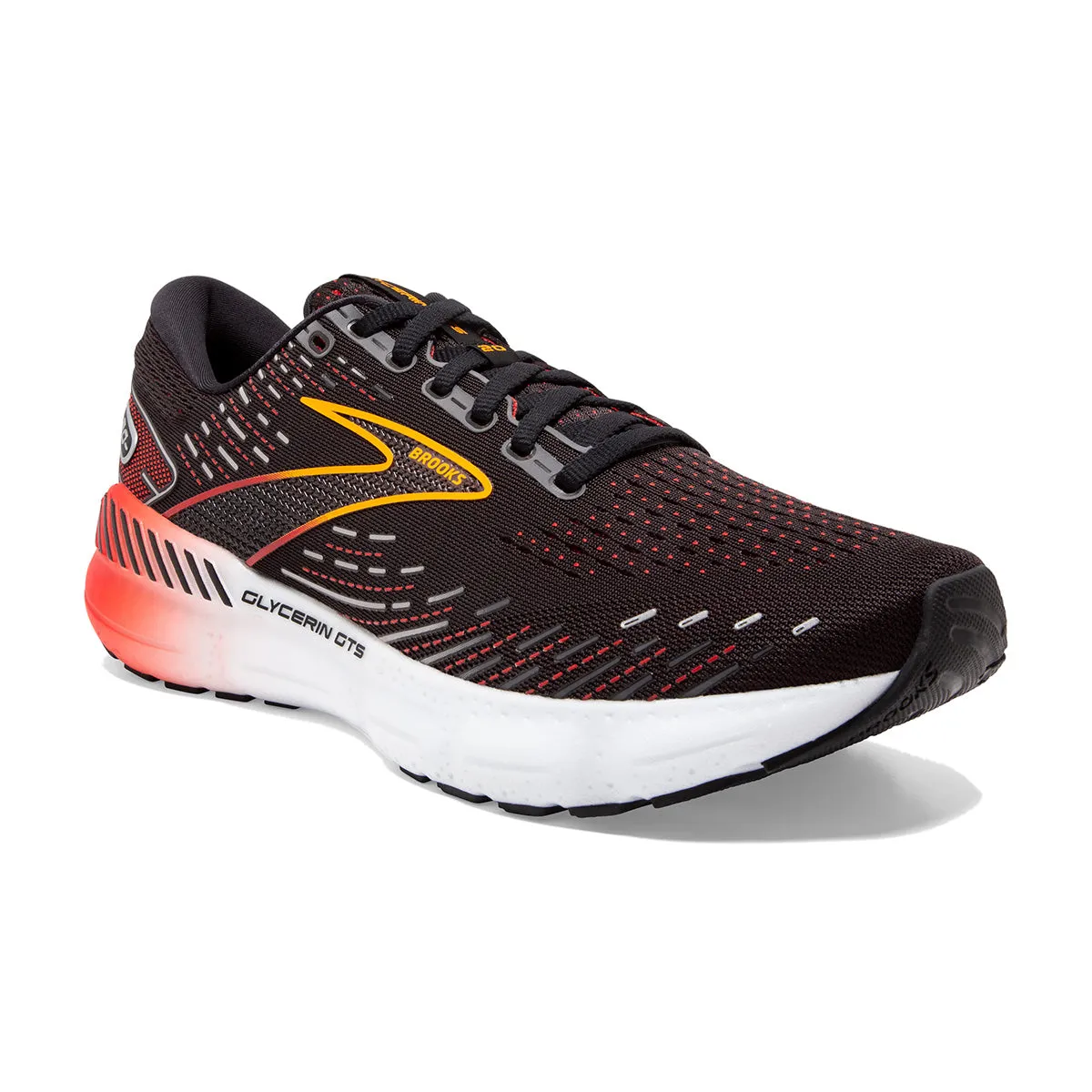 Brooks Glycerin GTS 20 Mens | Black/blackened Pearl/fiery Red