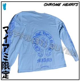 CHROME HEARTS  |Unisex Street Style U-Neck Long Sleeves Cotton