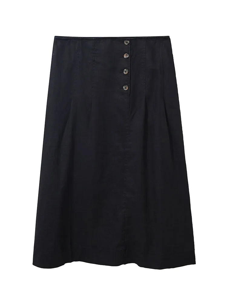 Ciara Linen Skirt                             Washed Black