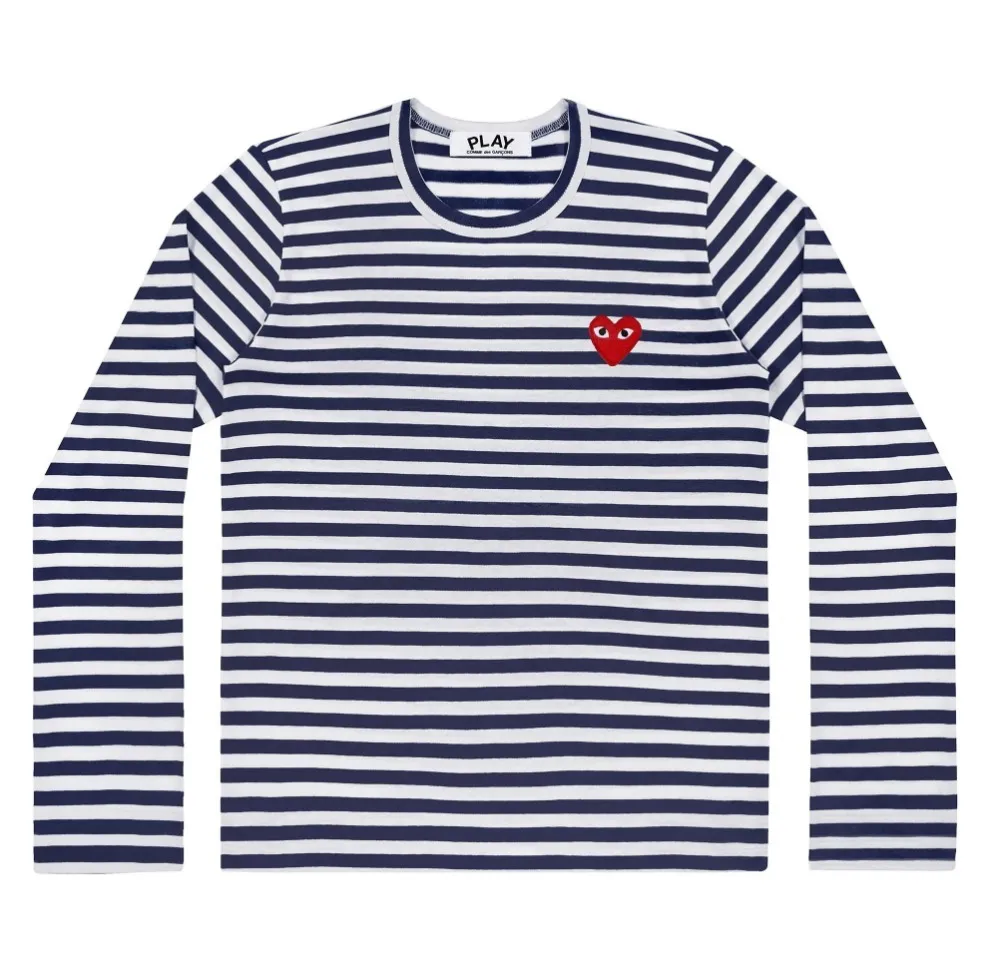 COMME des GARCONS  |Crew Neck Stripes Unisex Street Style Long Sleeves Cotton