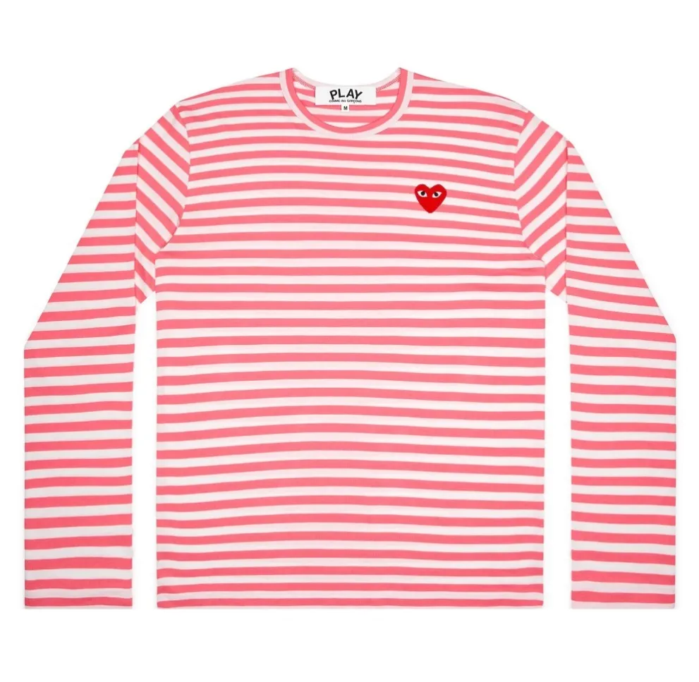 COMME des GARCONS  |Crew Neck Stripes Unisex Street Style Long Sleeves Cotton