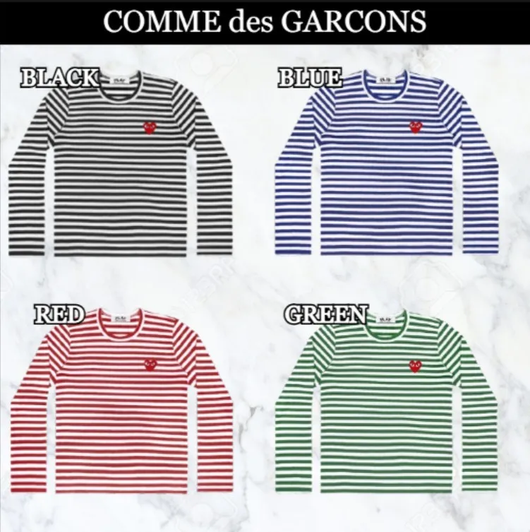 COMME des GARCONS  |Crew Neck Stripes Unisex Street Style Long Sleeves Cotton