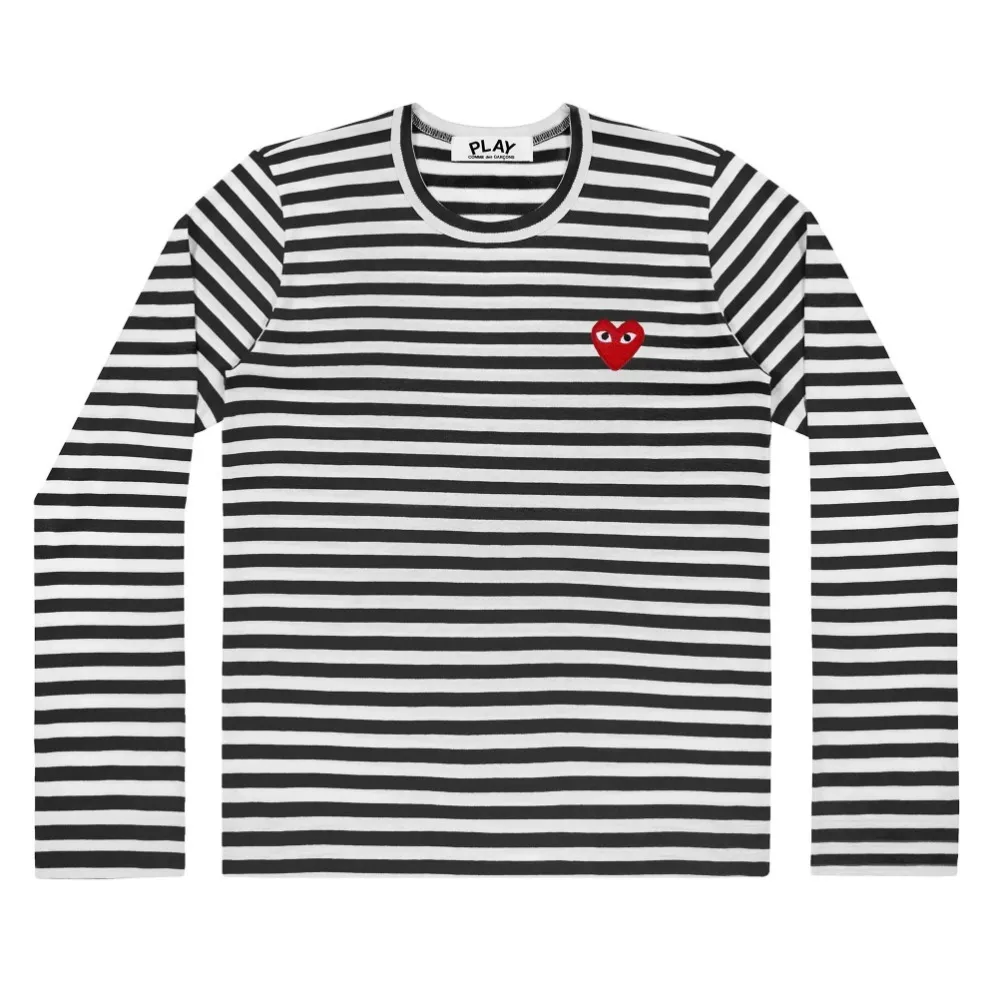 COMME des GARCONS  |Crew Neck Stripes Unisex Street Style Long Sleeves Cotton