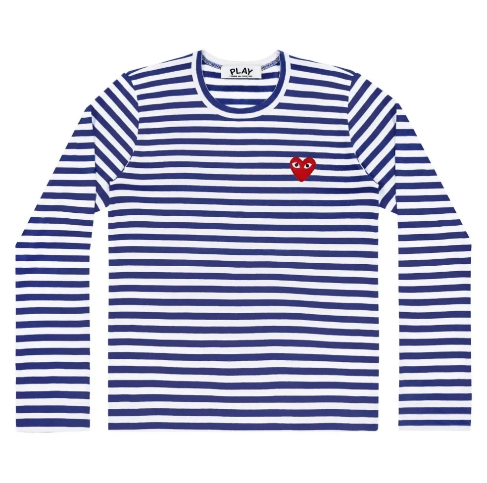 COMME des GARCONS  |Crew Neck Stripes Unisex Street Style Long Sleeves Cotton