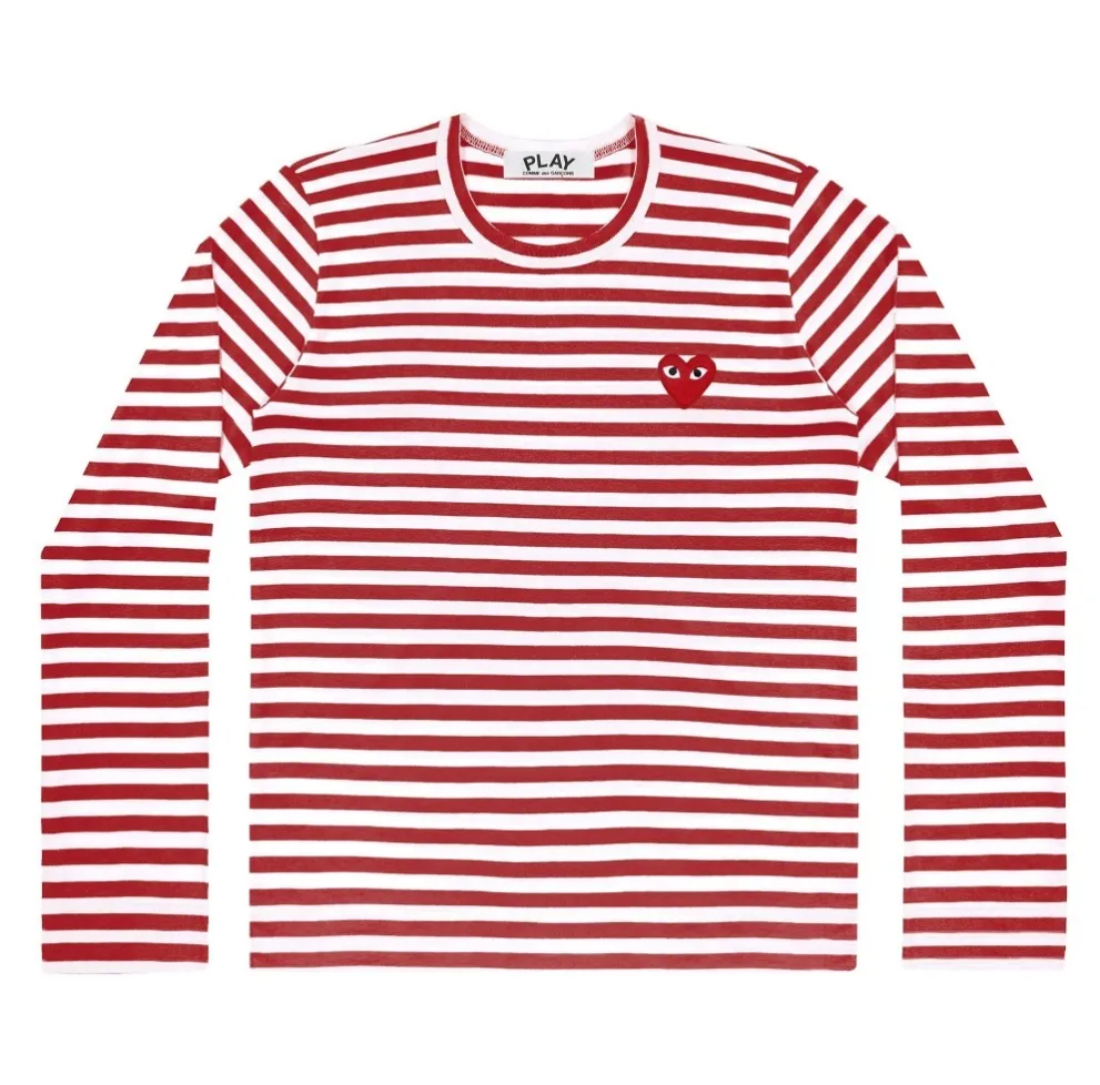 COMME des GARCONS  |Crew Neck Stripes Unisex Street Style Long Sleeves Cotton