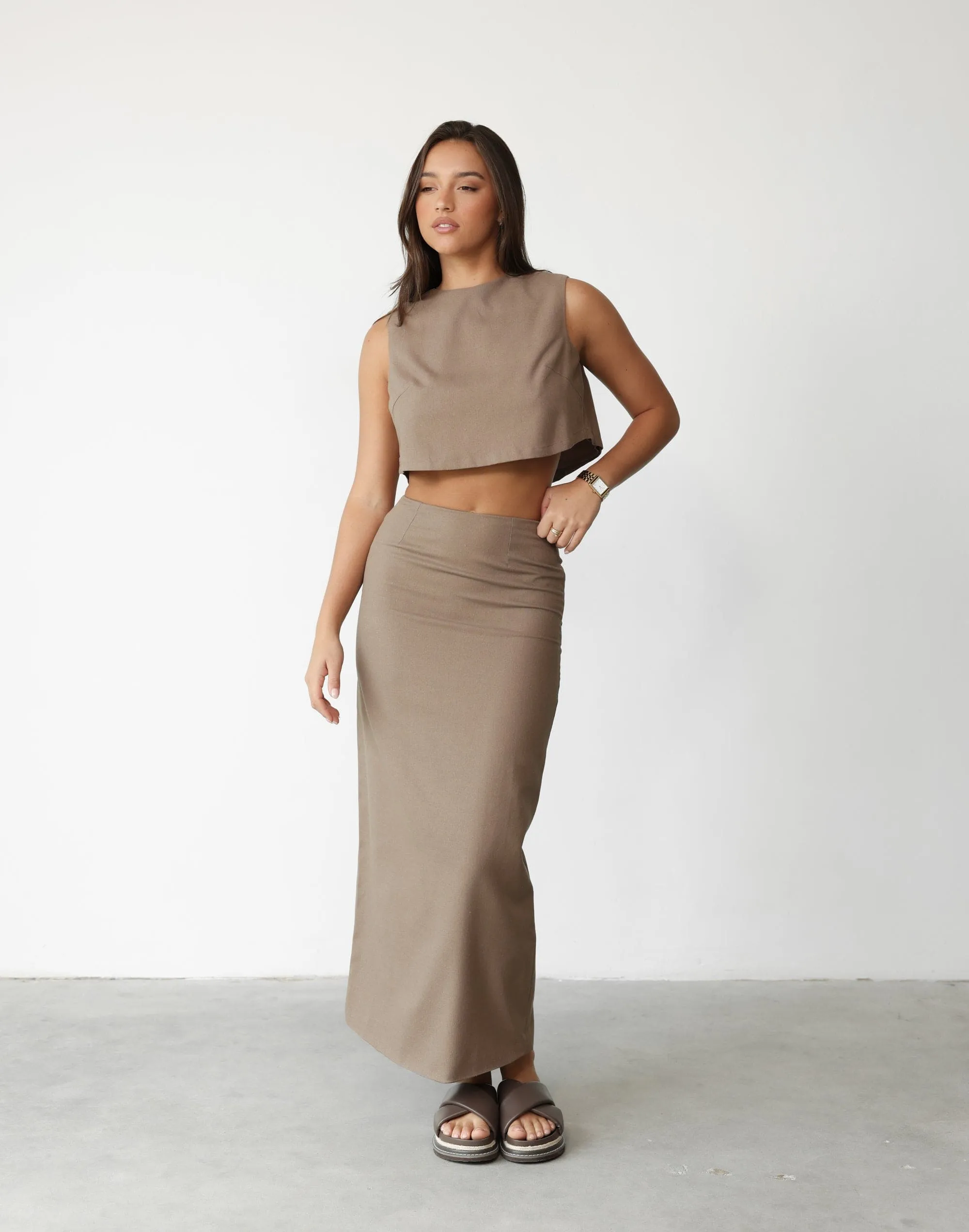 Como Linen Maxi Skirt (Mocha)