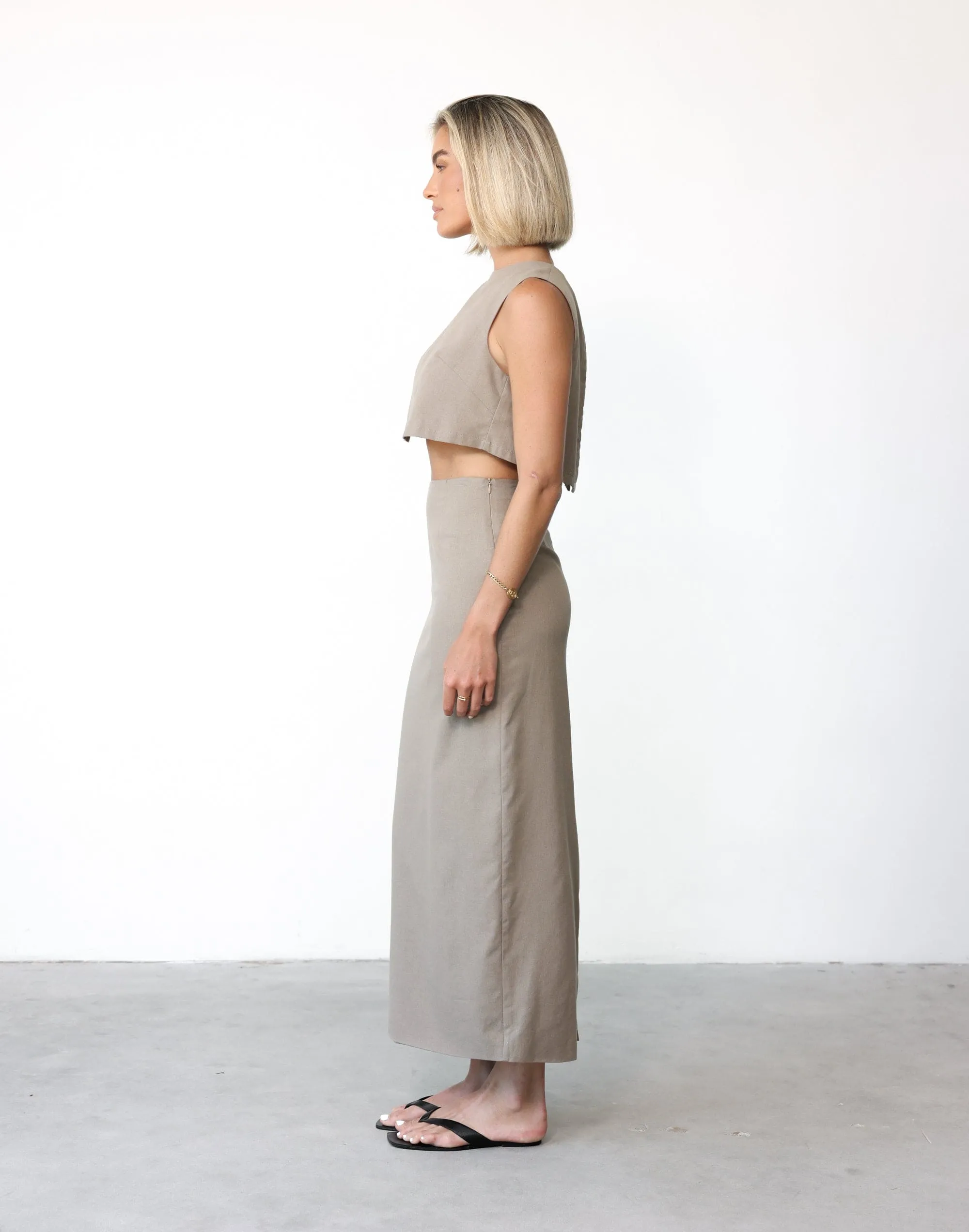 Como Linen Maxi Skirt (Stone)