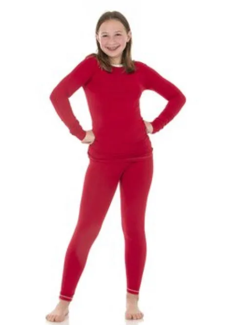 Crimson with Natural Pajama Set