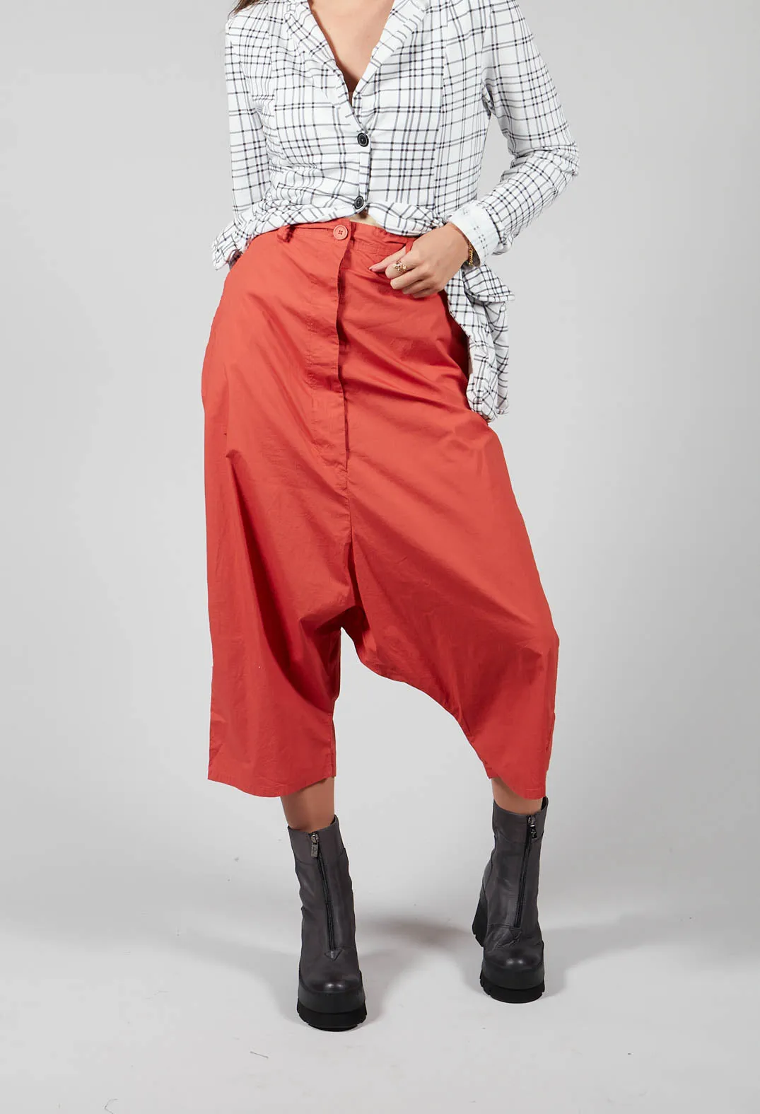 Cropped Wide Leg Trousers in Orange