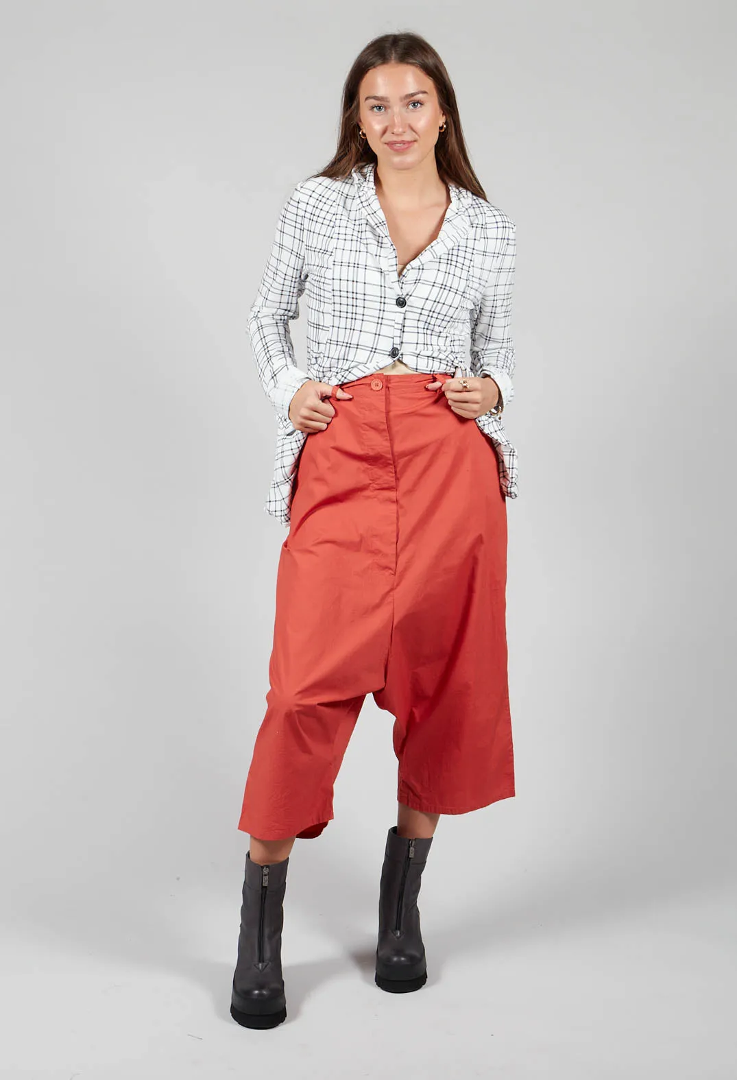 Cropped Wide Leg Trousers in Orange