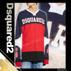 D SQUARED2  |Street Style V-Neck Long Sleeves Cotton Long Sleeve T-shirt