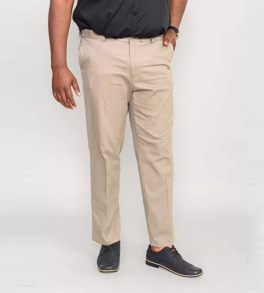 D555 Big Mens Stone Stretch Chino Pant With Xtenda Waist (BRUNO STONE)