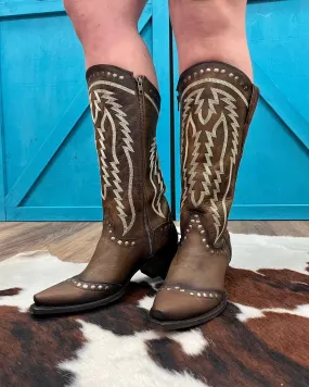 Dan Post Women's Sadi Brown Snip Toe High Cowgirl Boots DP4201