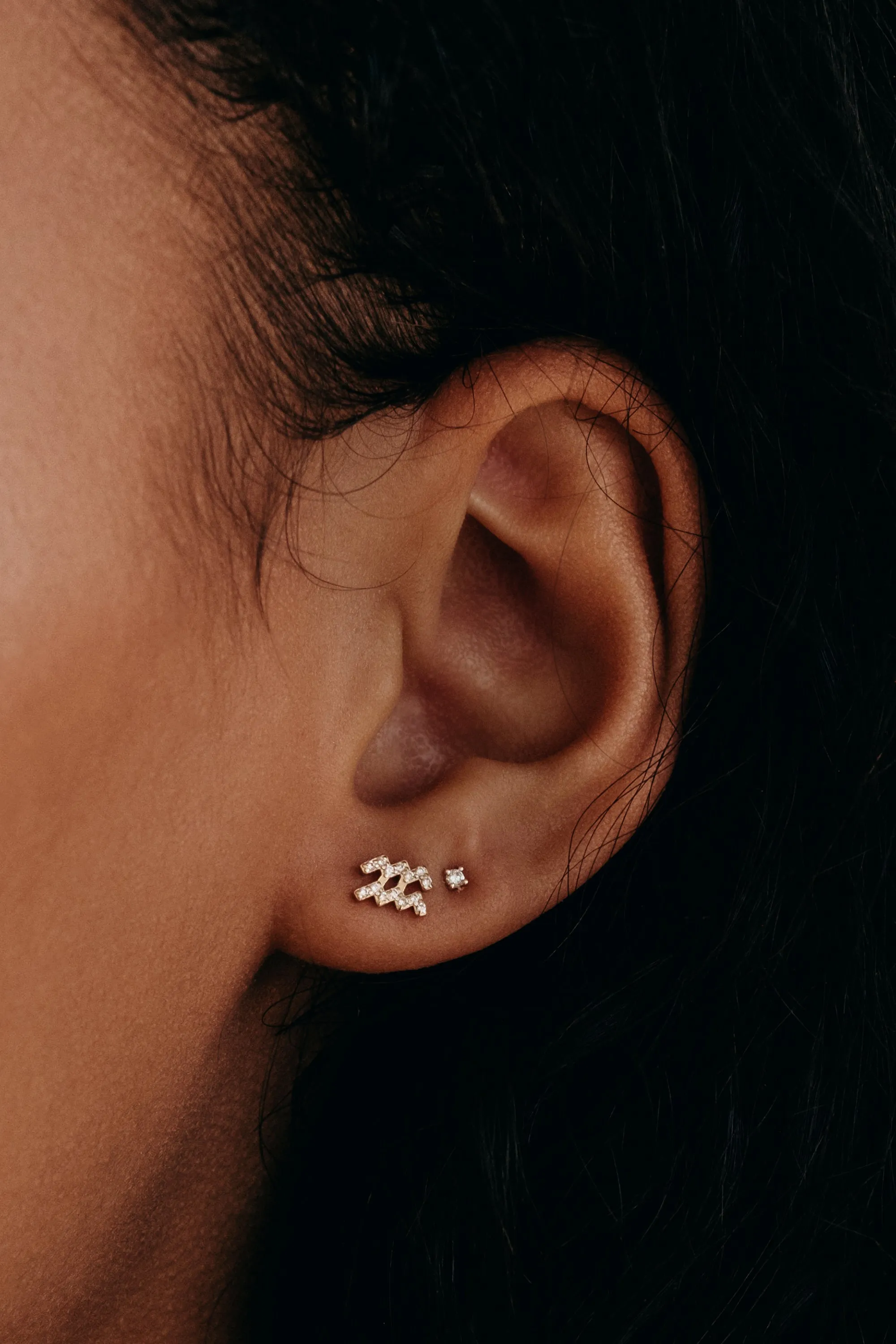 Diamond Aquarius Earring