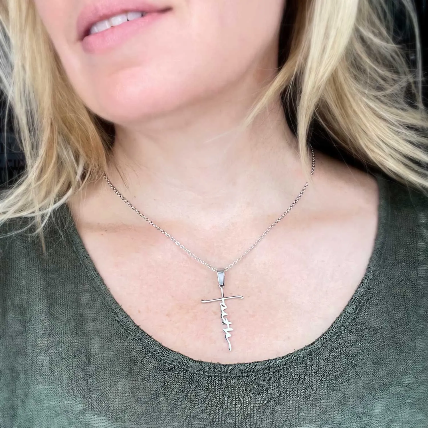 Faith Cross Necklace - Stainless Steel Pendant Necklace