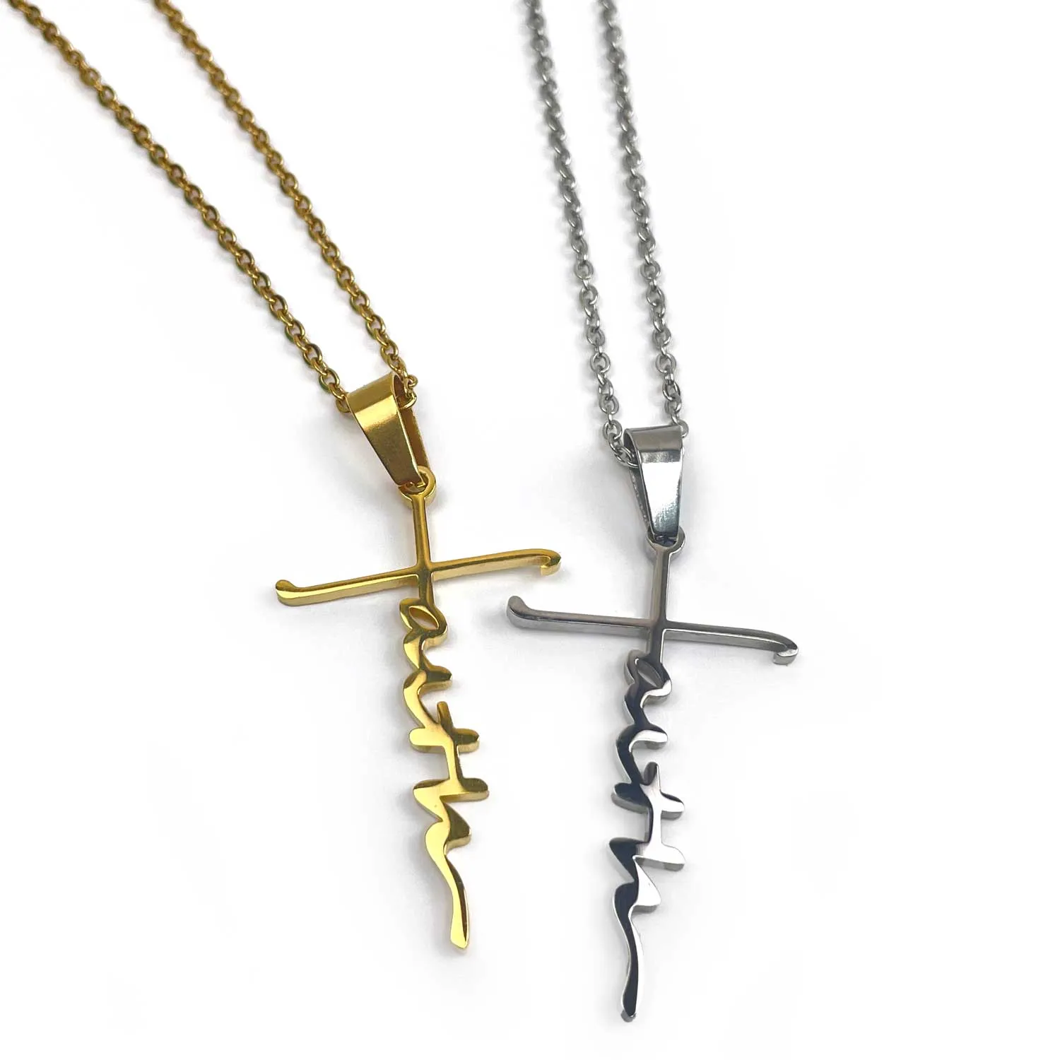 Faith Cross Necklace - Stainless Steel Pendant Necklace