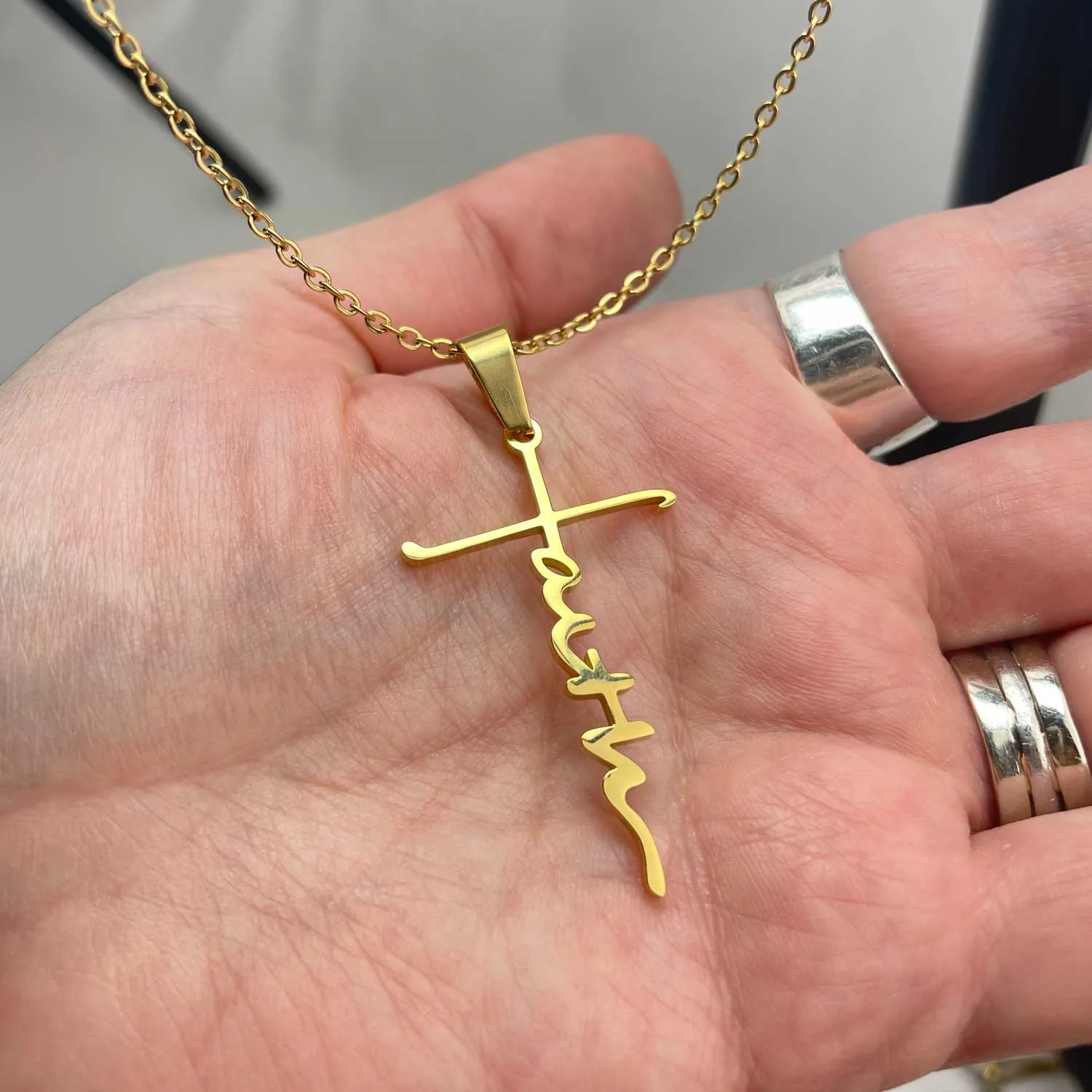 Faith Cross Necklace - Stainless Steel Pendant Necklace