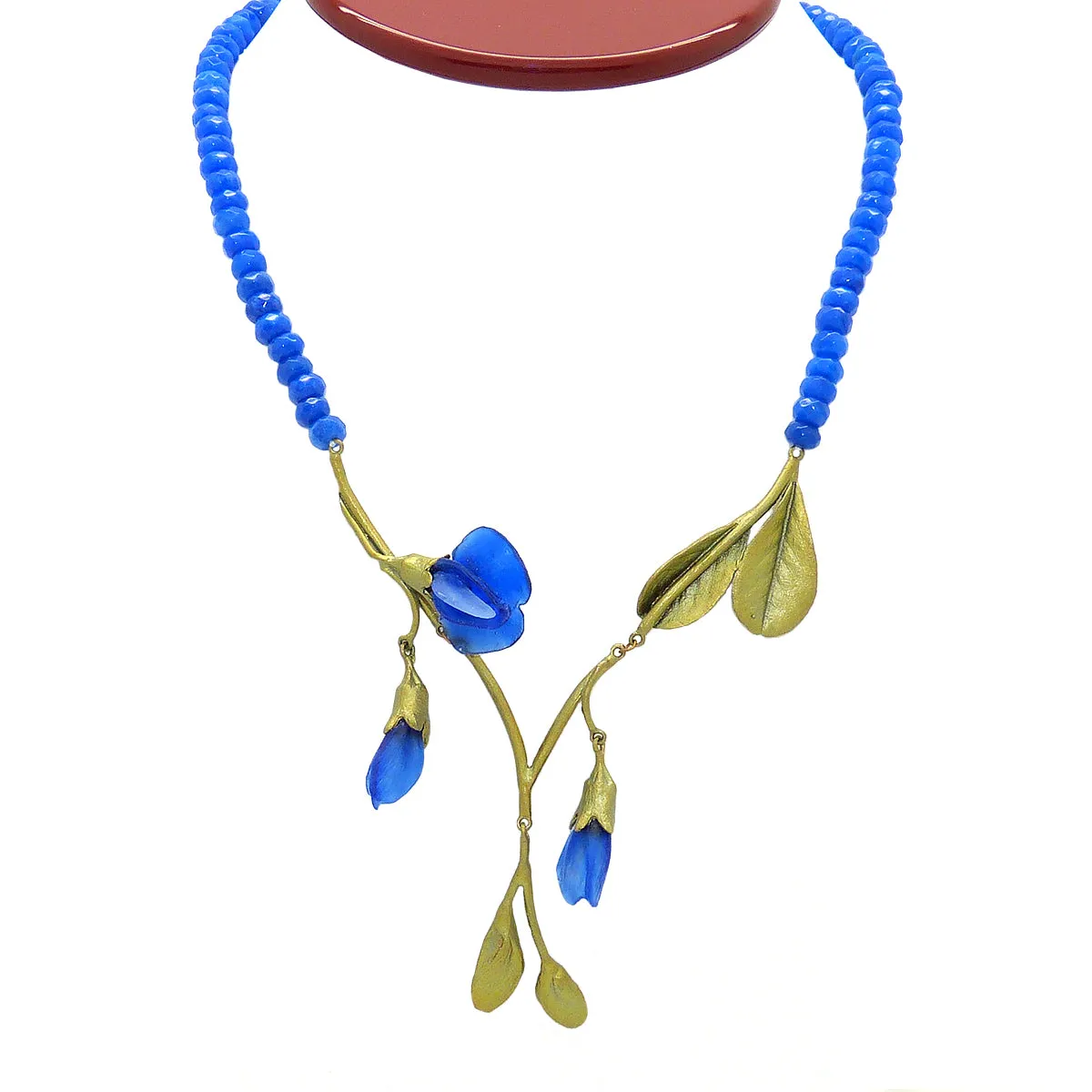 False Indigo Necklace Blue Agate Beads by Michael Michaud 9030