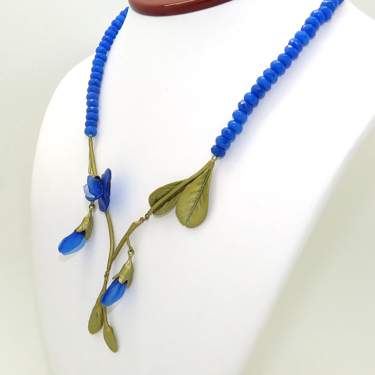 False Indigo Necklace Blue Agate Beads by Michael Michaud 9030