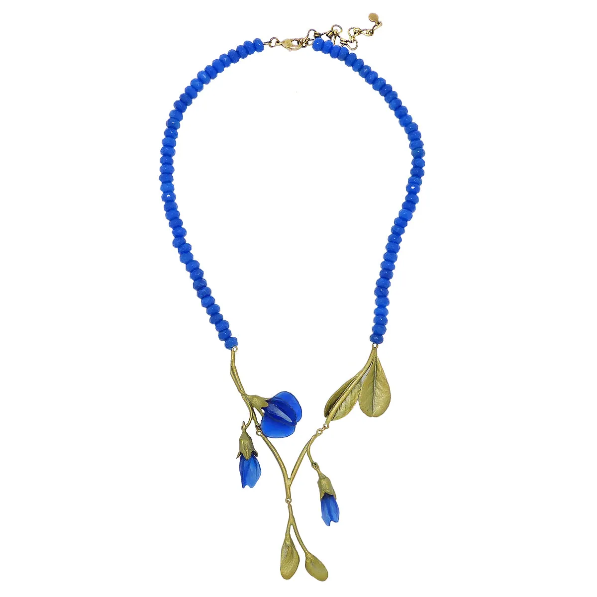 False Indigo Necklace Blue Agate Beads by Michael Michaud 9030