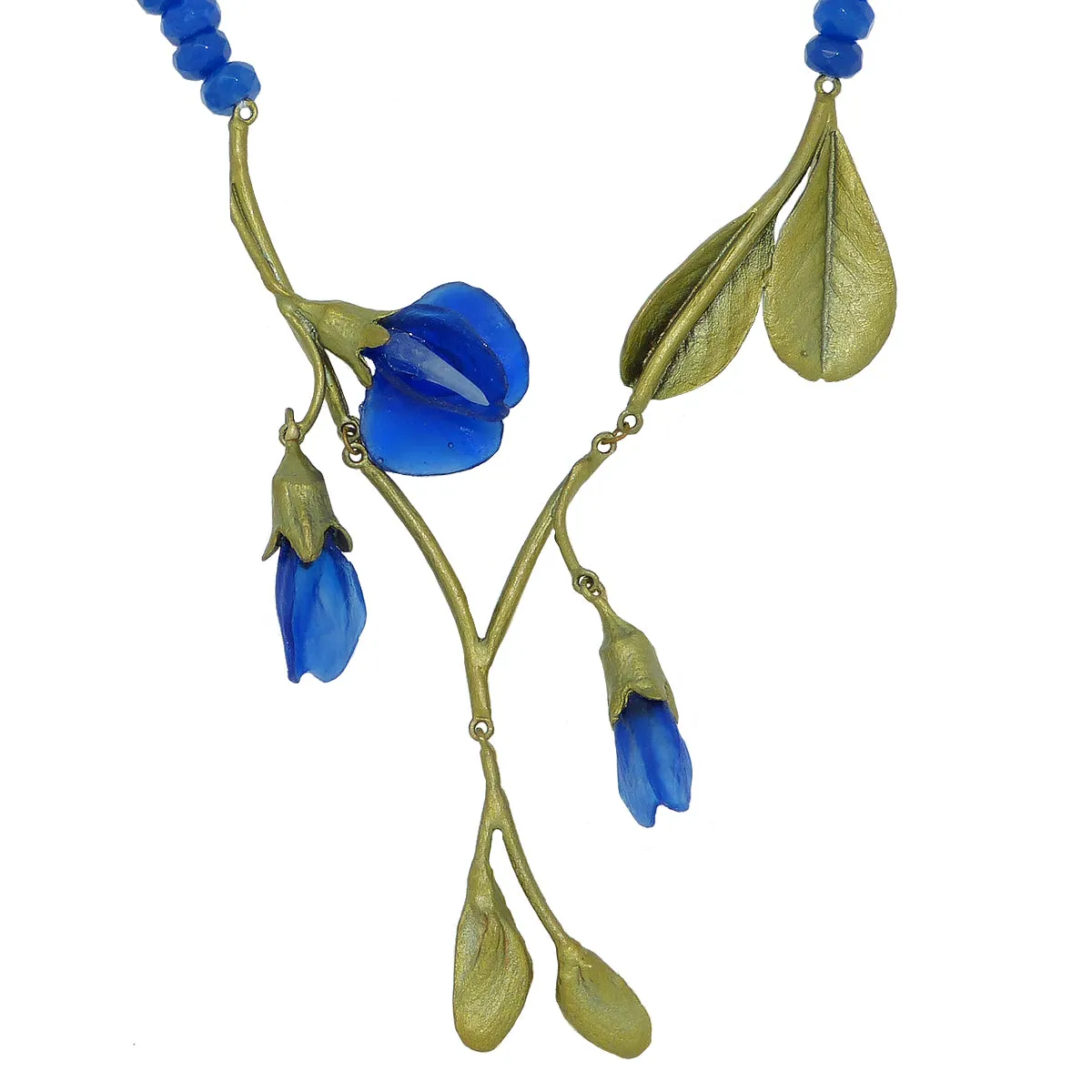 False Indigo Necklace Blue Agate Beads by Michael Michaud 9030