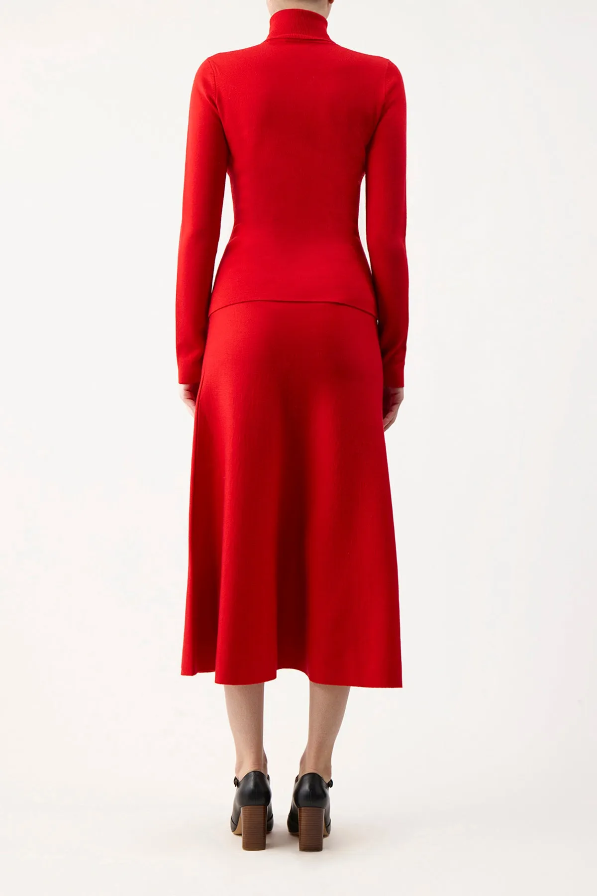 Freddie Knit Skirt in Red Topaz Merino Wool Cashmere