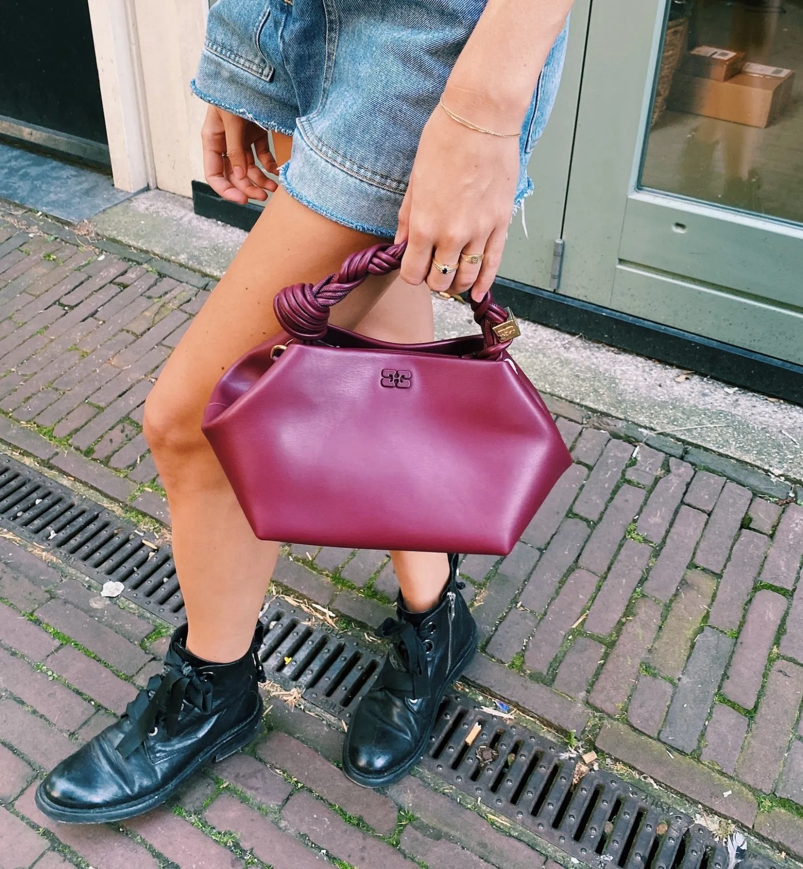 GANNI Burgundy Bou Bag