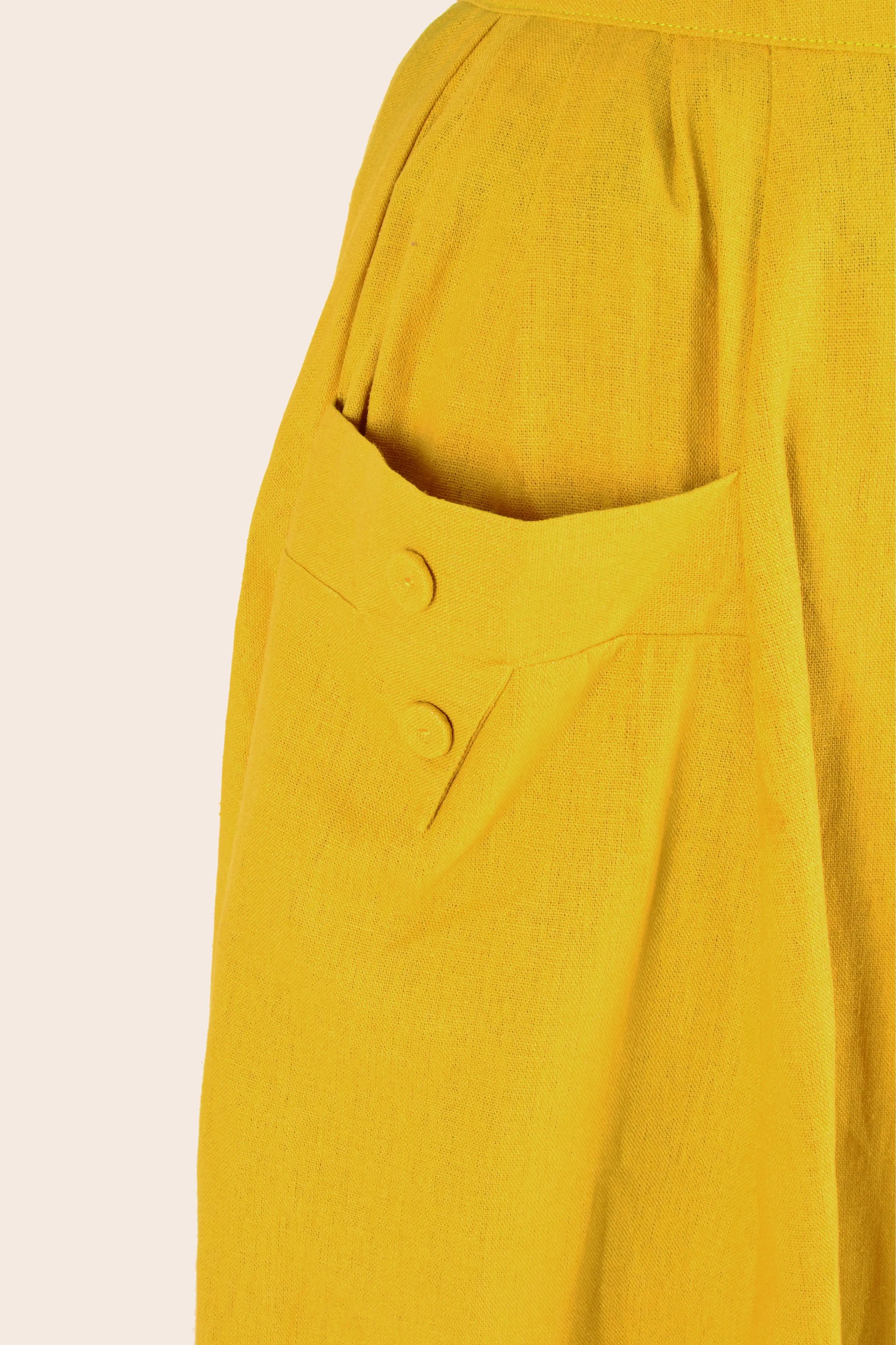 Gigi Mustard Linen Skirt