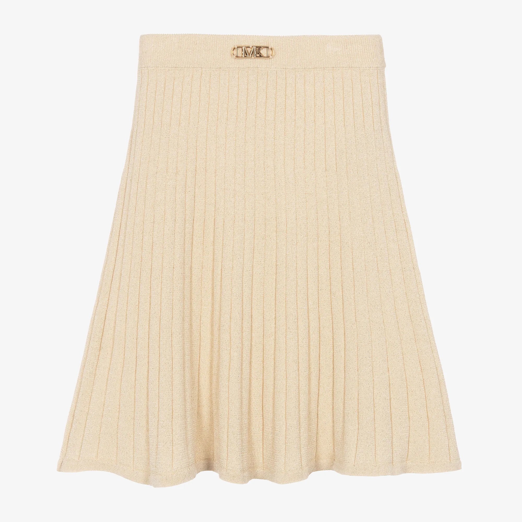 Girls Gold Cotton & Lurex Knit Skirt