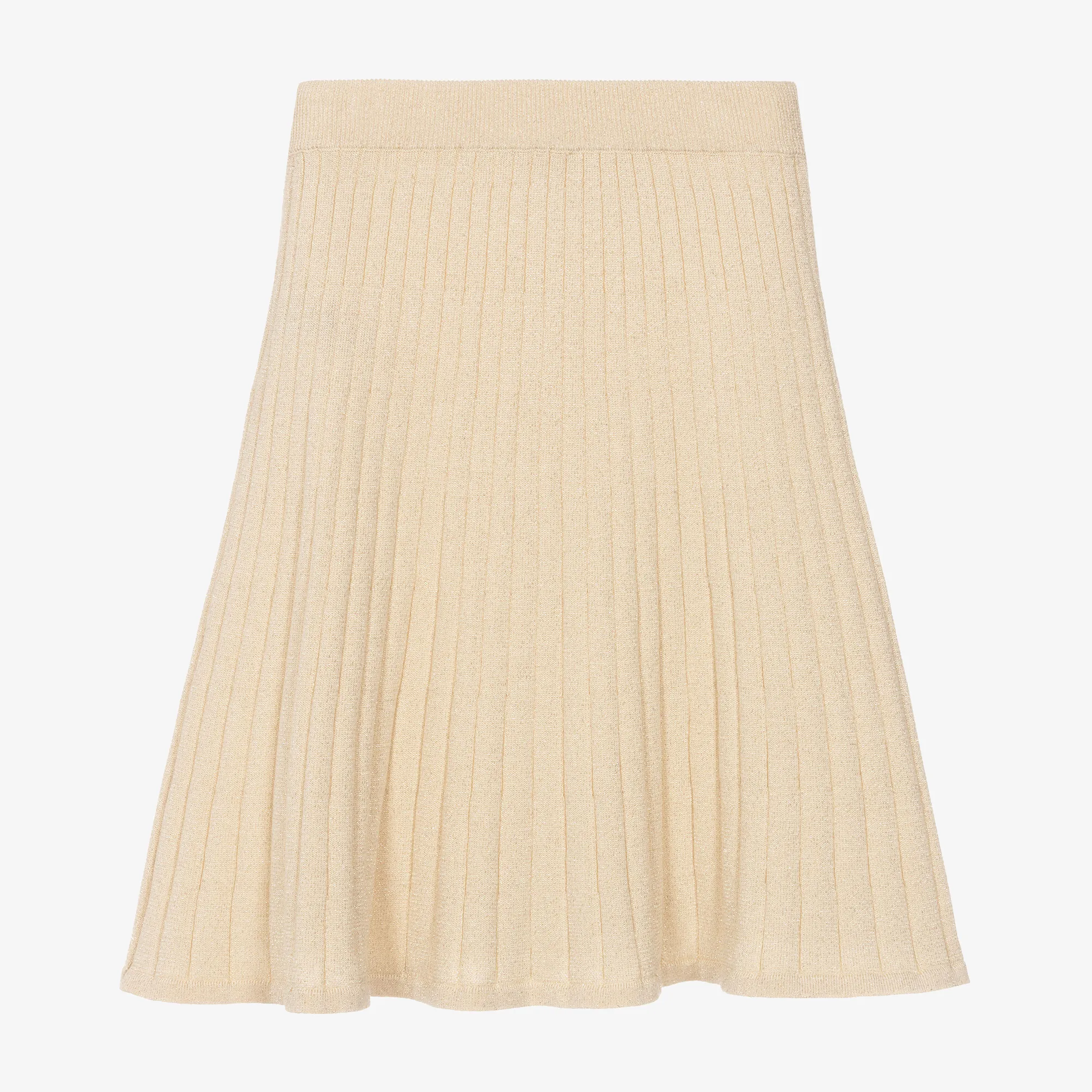 Girls Gold Cotton & Lurex Knit Skirt