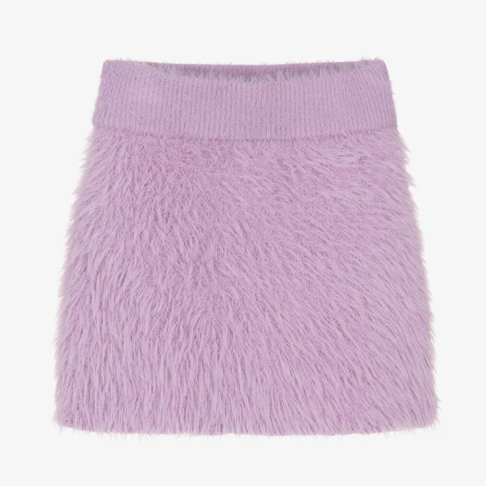 Girls Lilac Fluffy Knit Skirt