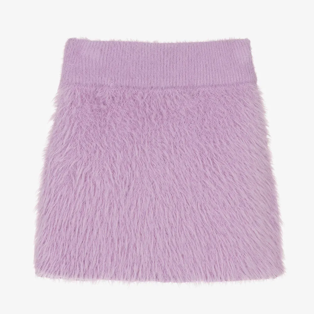 Girls Lilac Fluffy Knit Skirt