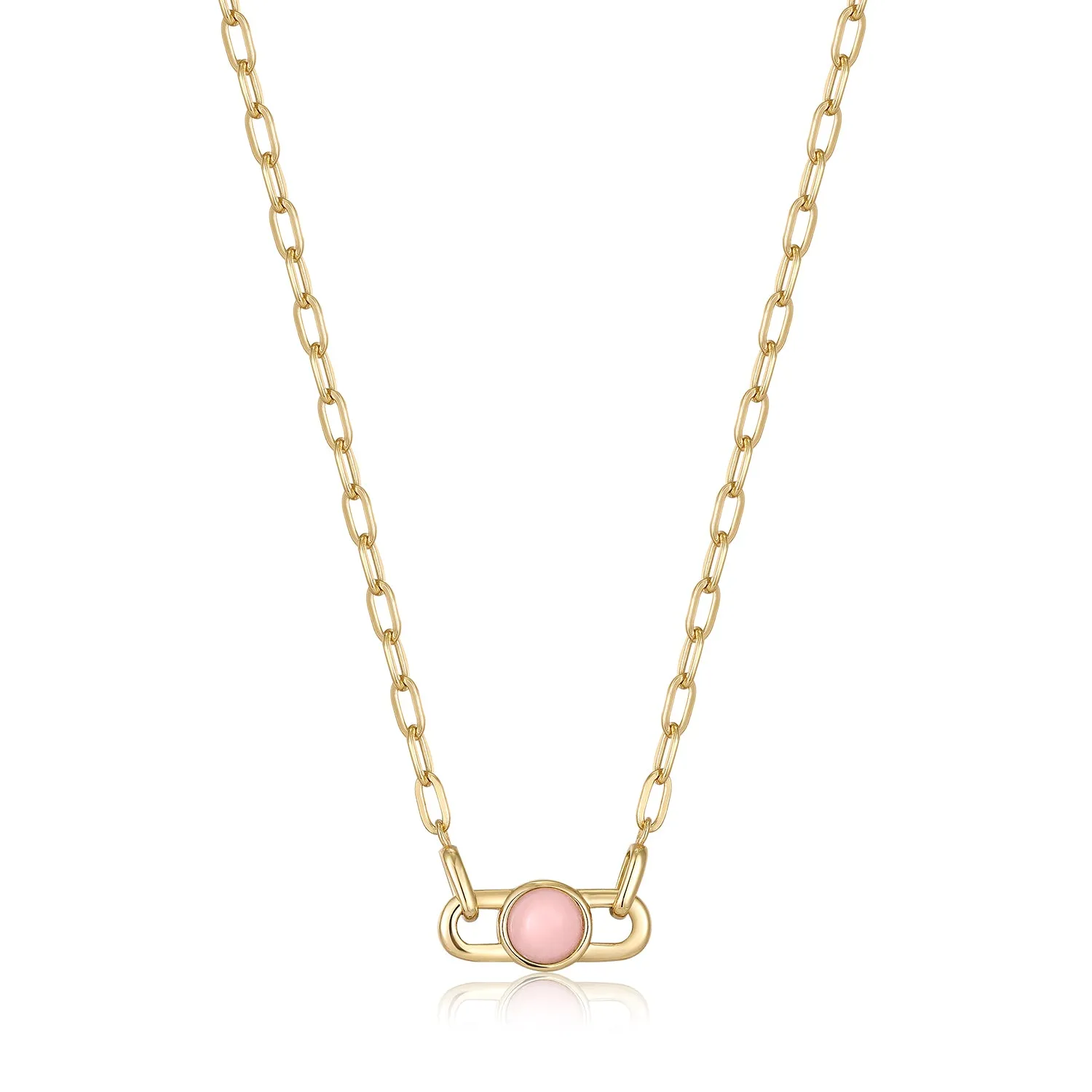 Gold Orb Rose Quartz Link Necklace