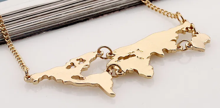 Gold World Map Necklace