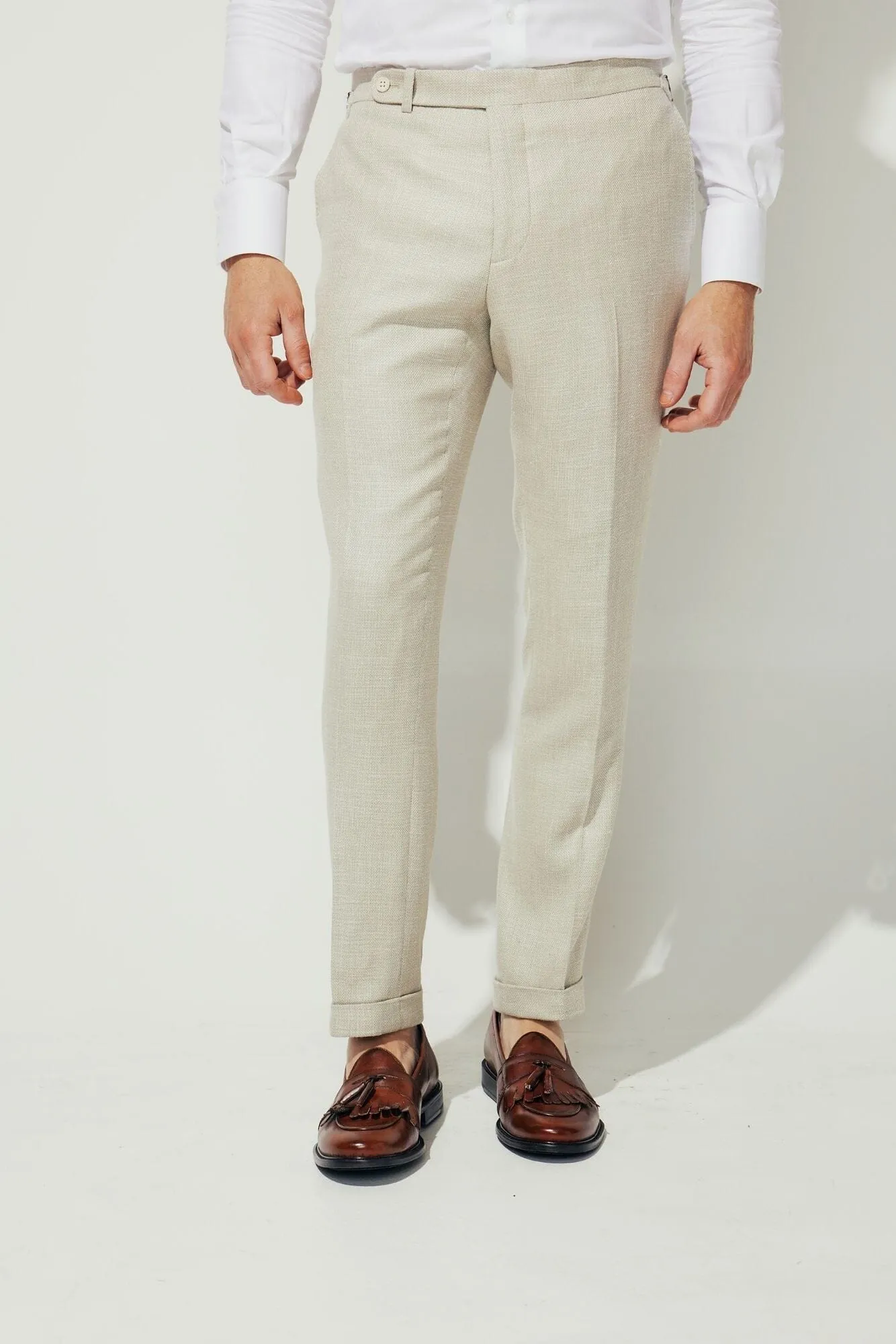 Greyson Como Suit - Sand Wool Silk Linen