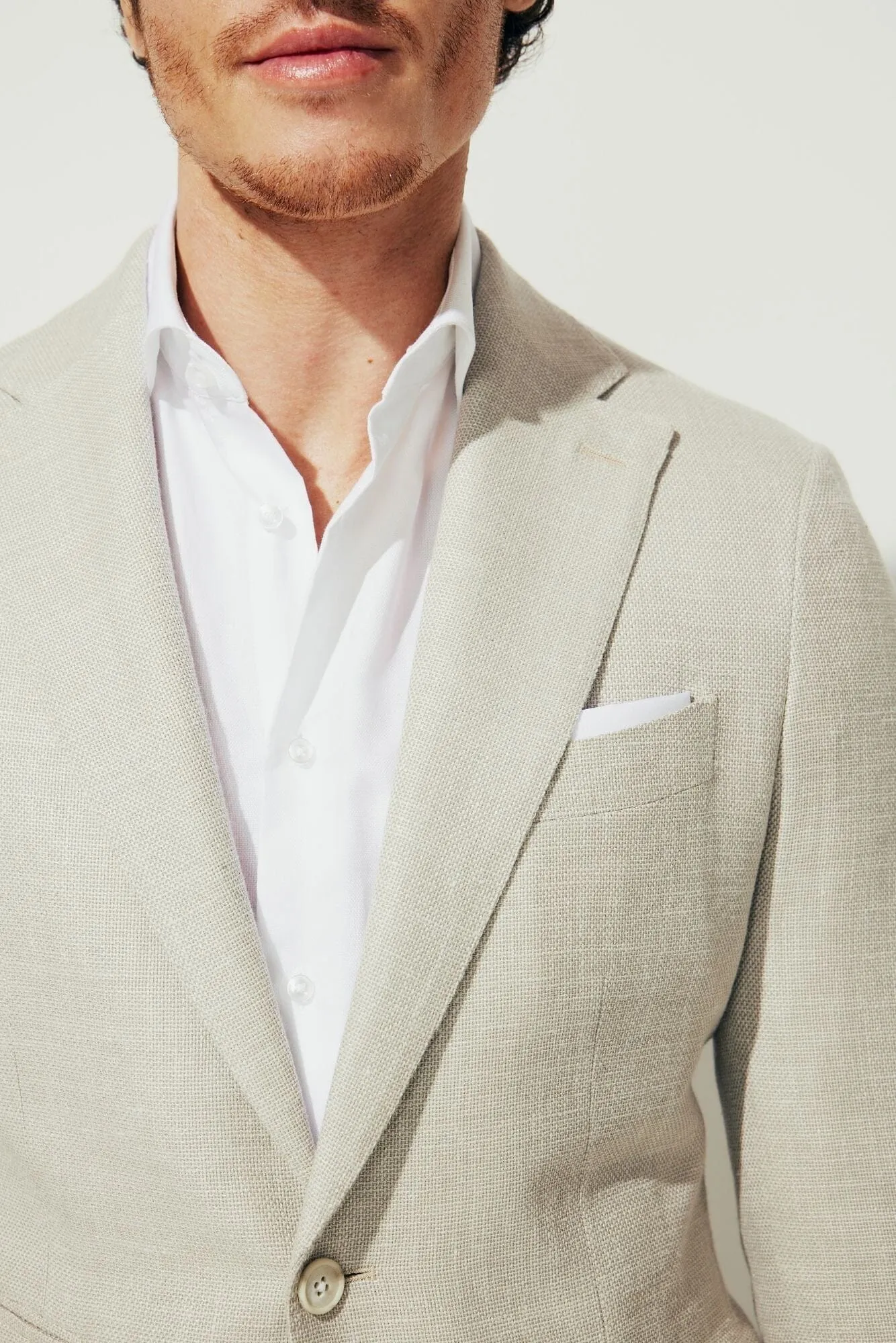 Greyson Como Suit - Sand Wool Silk Linen