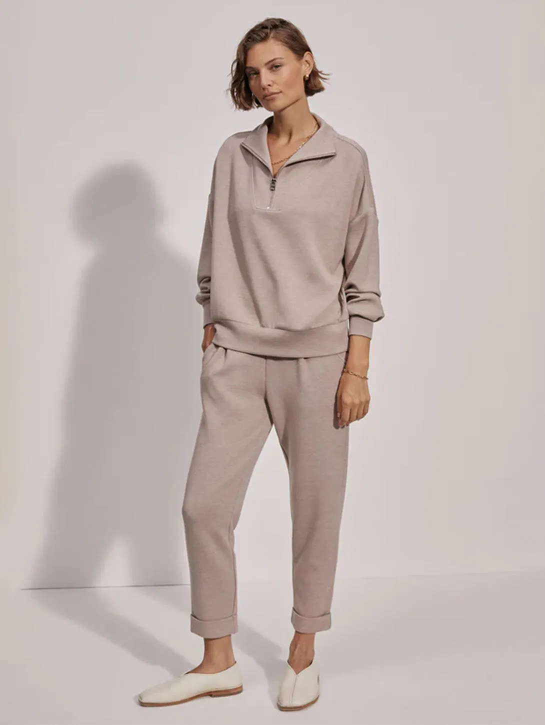 Hawley Half Zip Sweatshirt - Taupe Marl