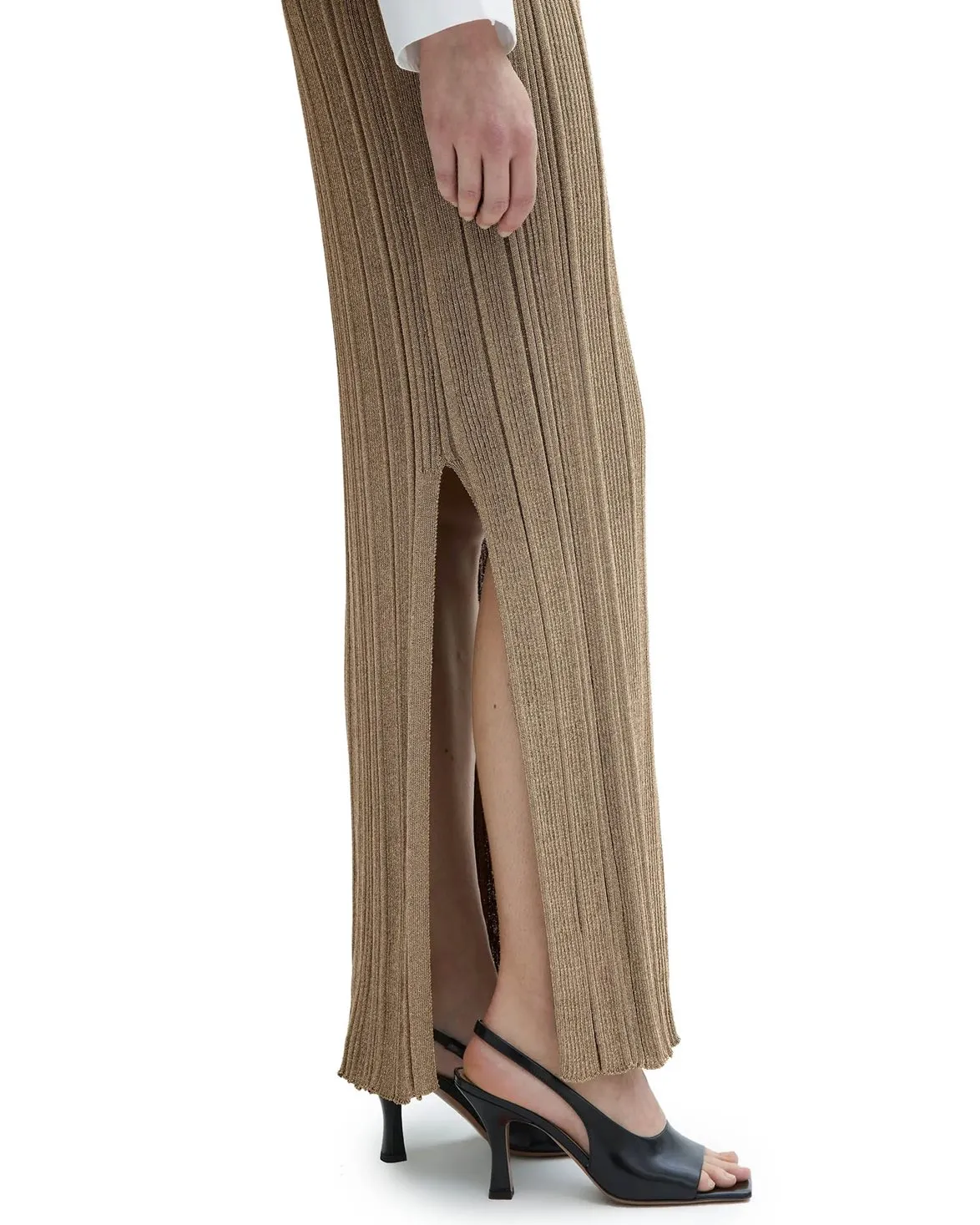 House of Dagmar Metallic Knit Skirt Metallic Gold