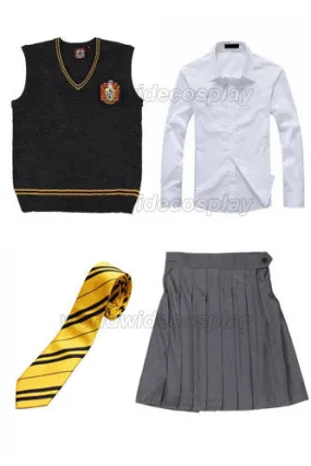 Hufflepuff Cosplay Vest Shirt Skirt Necktie from Harry Free Shipping for Halloween and Christmas