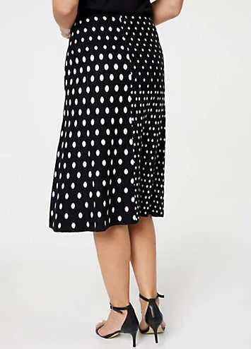 Izabel London Black Multi Polka Dot A-Line Knit Skirt | Grattan