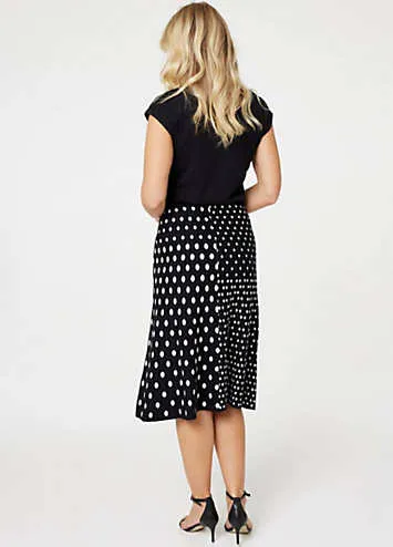 Izabel London Black Multi Polka Dot A-Line Knit Skirt | Grattan