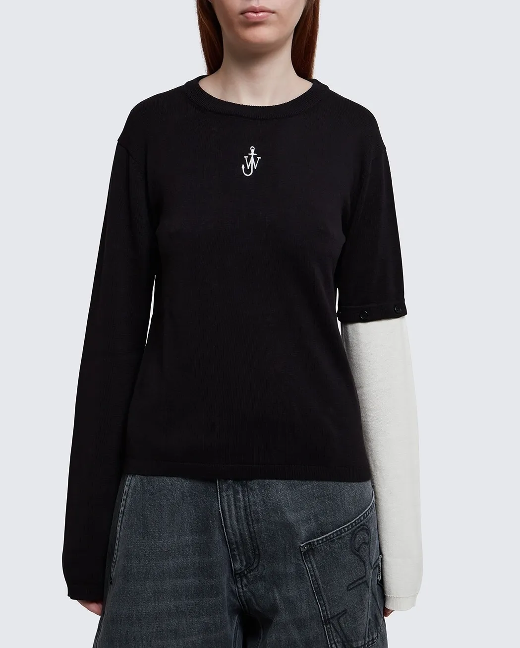 J W ANDERSON  |Crew Neck Silk Cotton Elegant Style Logo V-neck & Crew neck