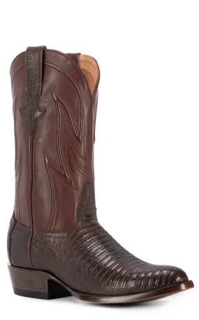 JRC & Sons Men's James Teju Lizard Round Toe Exotic Cowboy Boot in Chocolate Brown