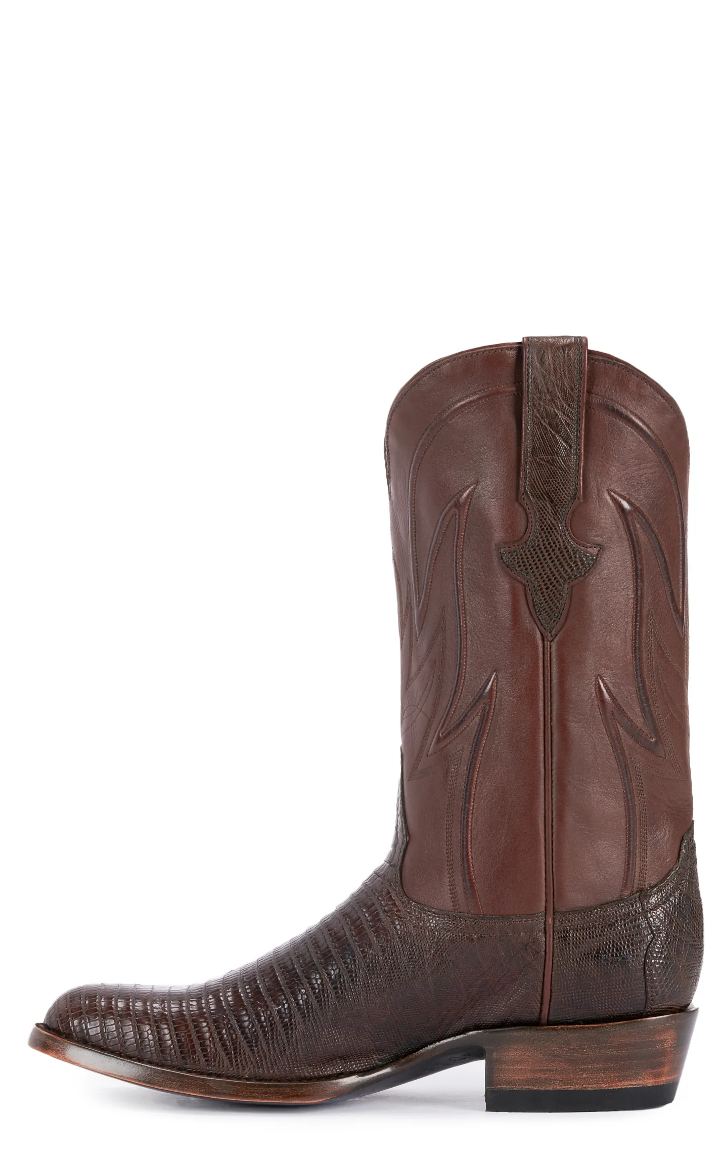 JRC & Sons Men's James Teju Lizard Round Toe Exotic Cowboy Boot in Chocolate Brown